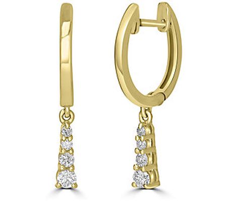 ByGOLDGIRL x QVC Diamond Drop Hoop Earrings, 14 K Gold