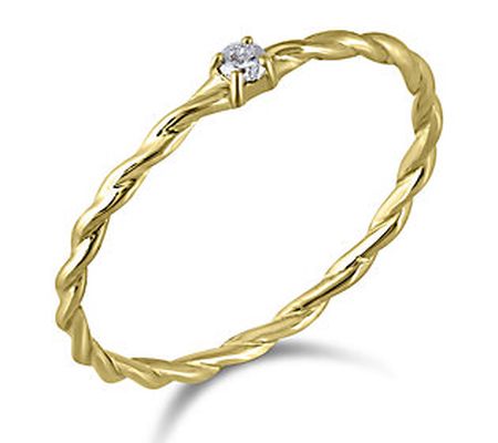 ByGOLDGIRL x QVC Twisted Rope Diamond Band Ri n g, 14K Gold