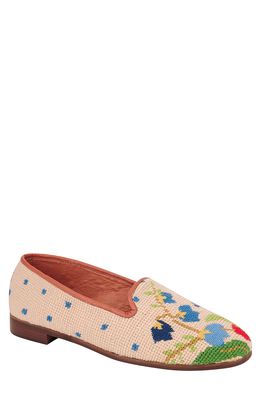ByPaige BY PAIGE Needlepoint Bluebell Bouquet Flat in Sand/Blue