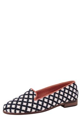 ByPaige BY PAIGE Needlepoint Check Flat in Navy/White