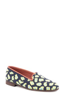 ByPaige BY PAIGE Needlepoint Leopard Flat in Navy/Lime