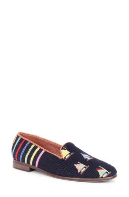 ByPaige BY PAIGE Needlepoint Nautical Flat in Fleet On Navy