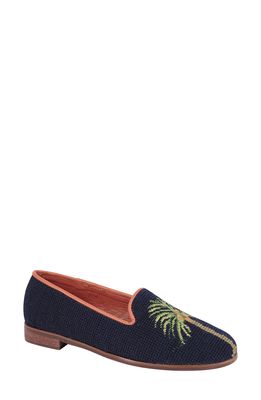 ByPaige BY PAIGE Needlepoint Palm Tree Flat in Navy