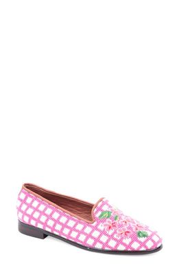 ByPaige Needlepoint Checkered Hydrangea Flat in Pink