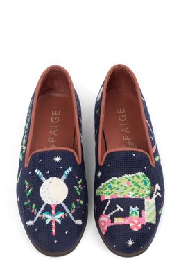 ByPaige Needlepoint Christmas Golf Flat in Blue