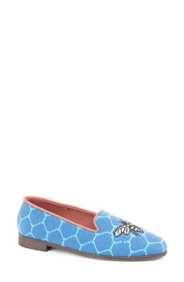 ByPaige Needlepoint Honeycomb Bee Flat in Blue