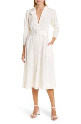 byTiMo Belted Jacquard Cotton Blend Shirtdress in Off White