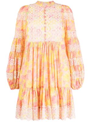 byTiMo broderie-anglaise pleated minidress - Yellow