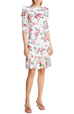 byTiMo Bubble Ruched Satin Dress in Flora