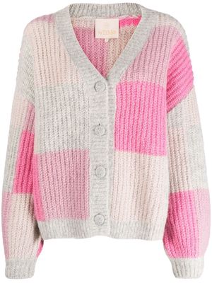 byTiMo chunky-knit colourblock cardigan - Pink