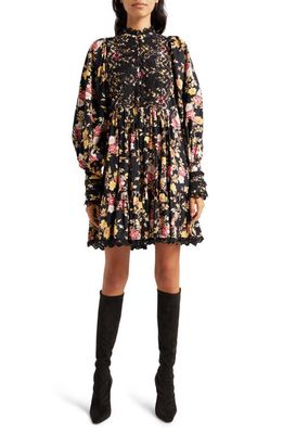 byTiMo Floral Embroidered Long Sleeve Poplin Minidress in Posy