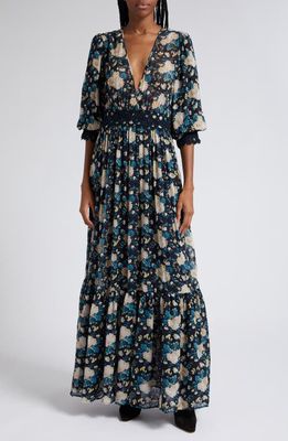 byTiMo Floral Georgette Maxi Dress in Midnight