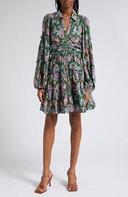 byTiMo Floral Print Ruched Long Sleeve Shirtdress in Roses