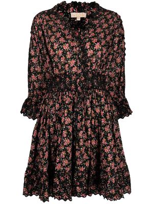 byTiMo floral-print ruffle-embellished dress - Black