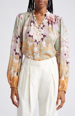 byTiMo Floral Satin Blouse in Wallpaper
