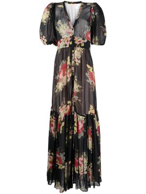 byTiMo Georgette buttoned maxi dress - Black
