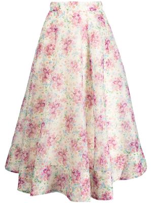 byTiMo high-waist floral-print midi skirt - Neutrals