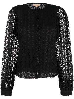 byTiMo lace crochet long-sleeve blouse - Black