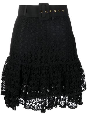byTiMo lace-detail A-line skirt - Black