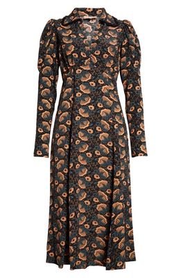 byTiMo Long Sleeve Shirtdress in Autumn Flowers