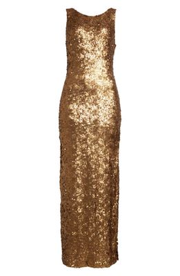 byTiMo Sequin Sleeveless Maxi Dress in Golden