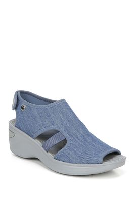 BZees Dream Wedge Sandal - Wide Width Available in Washed Denim