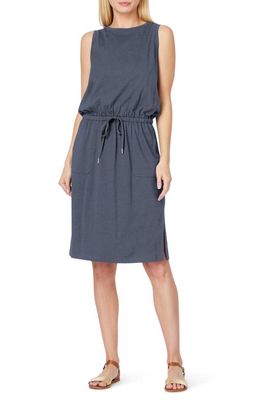 C & C California Ira Sleeveless Cotton Blend Drawstring Dress in Grisaille