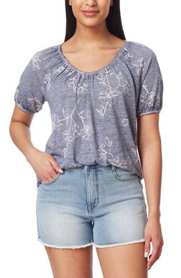 C & C California Masha Burnwash Shirred Top in Grisaille Etched Floral