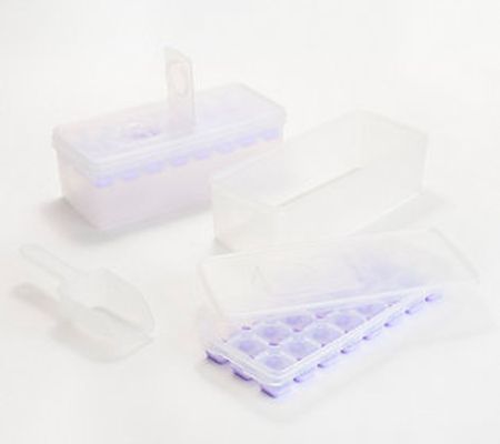 c e ll a Set of 2 Antimicrobial Ice Cube Tray w/ Scoop