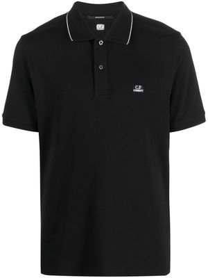 C.P. Company chest logo-patch polo shirt - Black