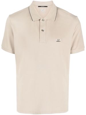 C.P. Company chest logo-patch polo shirt - Neutrals