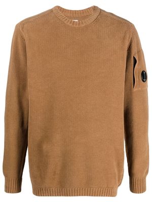 C.P. Company crew neck cotton-chenille jumper - Brown