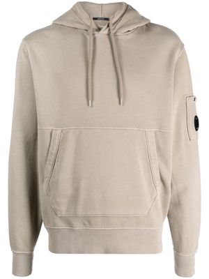 C.P. Company Diagonal Lens-detail fleece hoodie - Grey