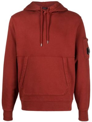C.P. Company Diagonal Lens-detail fleece hoodie - Red