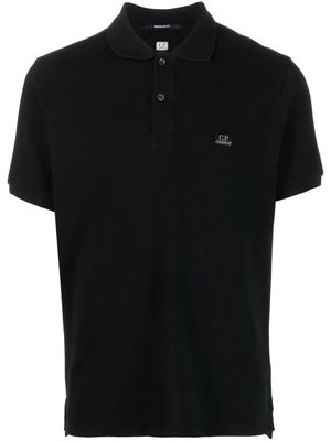 C.P. Company embroidered-logo cotton polo shirt - Black