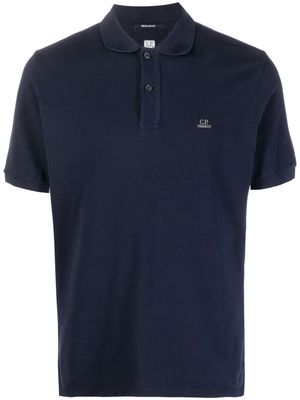 C.P. Company embroidered-logo cotton polo shirt - Blue