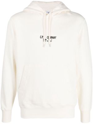C.P. Company embroidered-logo drawstring hoodie - Neutrals