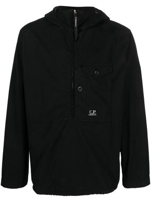 C.P. Company embroidered-logo utility hooded jacket - Black