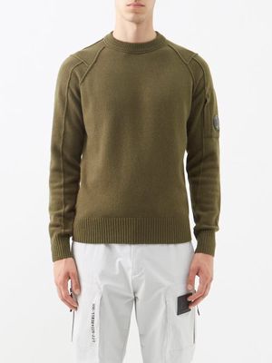 C.P. Company - Goggle-lens Panelled Wool-blend Sweater - Mens - Green