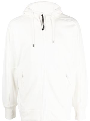 C.P. Company Goggles-detail zip-up hoodie - White