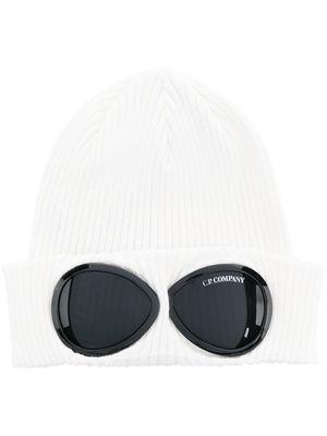 C.P. Company Goggles ribbed-knit beanie hat - White