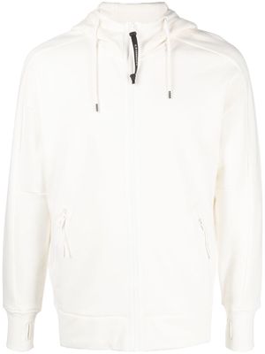 C.P. Company goggles zip-up cotton hoodie - White