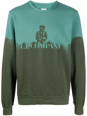 C.P. Company gradient-effect logo-print sweatshirt - Green