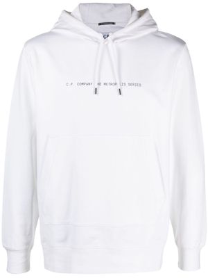 C.P. Company graphic-print stretch-cotton hoodie - White
