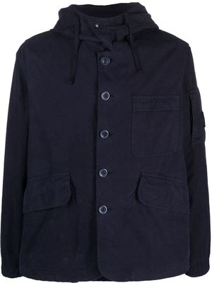 C.P. Company hooded button-fastening cotton jacket - Blue