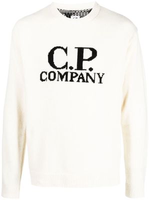 C.P. Company intarsia-knit logo crew-neck jumper - Neutrals