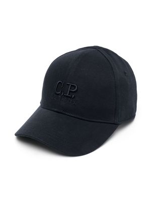 C.P. Company Kids embroidered-logo cotton cap - Blue