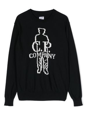C.P. Company Kids embroidered-logo knitted sweatshirt - Blue