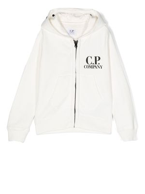 C.P. Company Kids Goggles-detail pullover hoodie - White