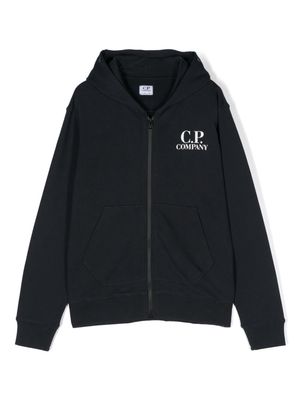 C.P. Company Kids Goggles-detail zipped hoodie - Blue